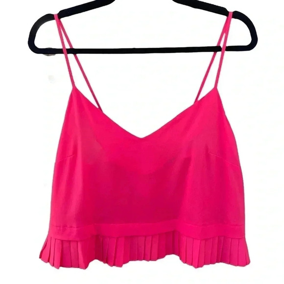 French Connection Crepe Pleated Tank Sleeveless Flounce Hem - Picture 4 of 9